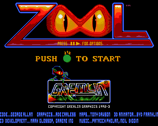 Zool Ninja of the Nth Dimension title screen for Amiga CD32